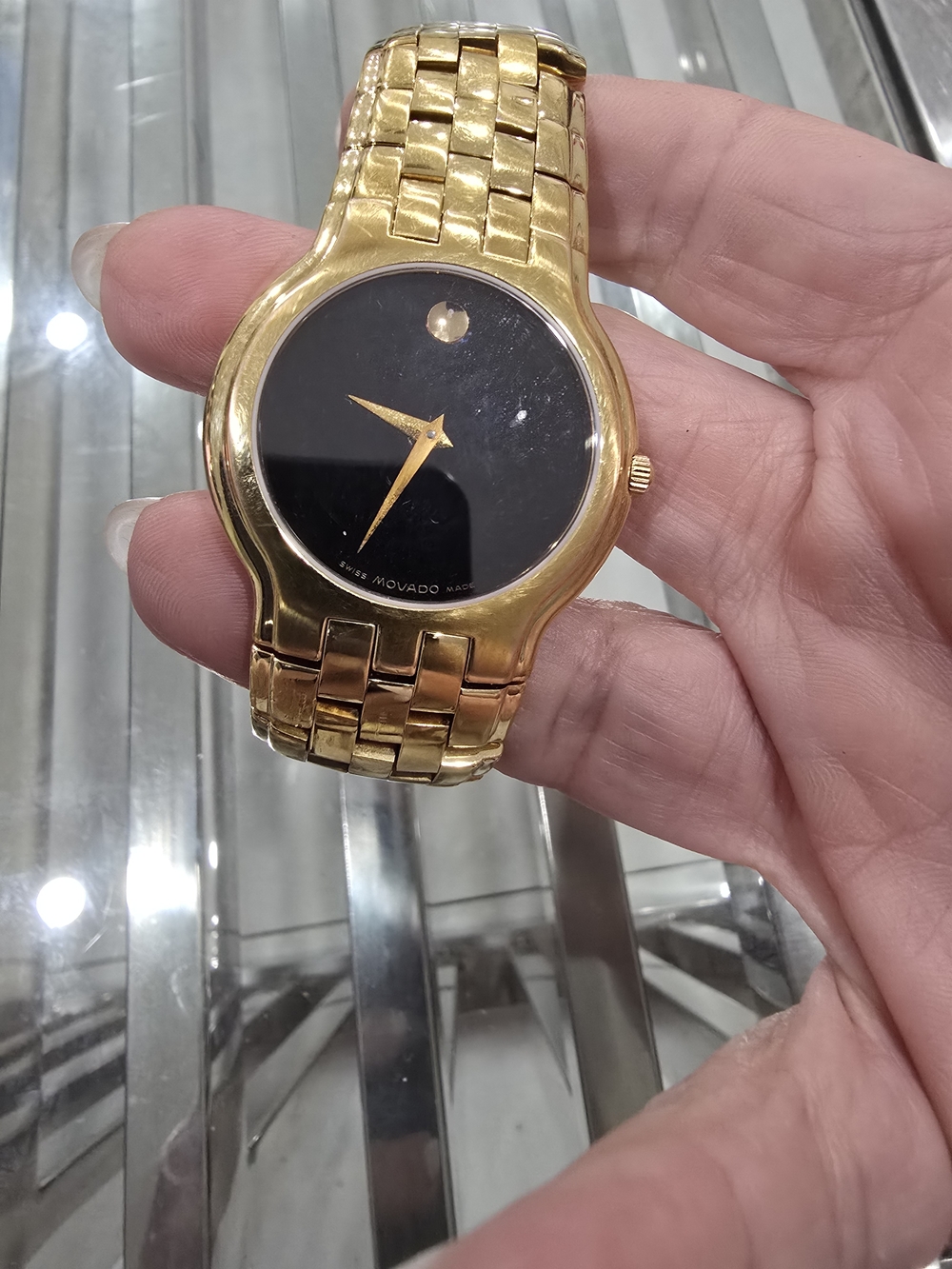 Movado Classic Museum Gold-Tone Watch with Black Dial
